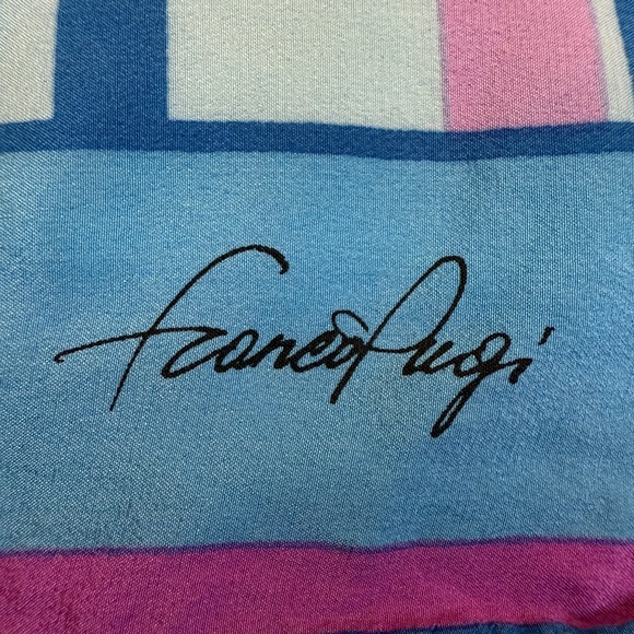 Vintage Franco Pugi Silk Crepe Stripe Scarf | 32" Square | Hand-Rolled Edges - Picture 7 of 10